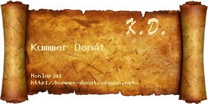 Kummer Donát névjegykártya